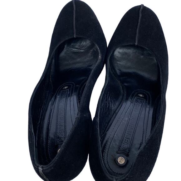 Gianmarco Lorenzi Black Suede Leather Almond Toe Wedge Platform Pumps 37 US7 - Picture 10 of 16